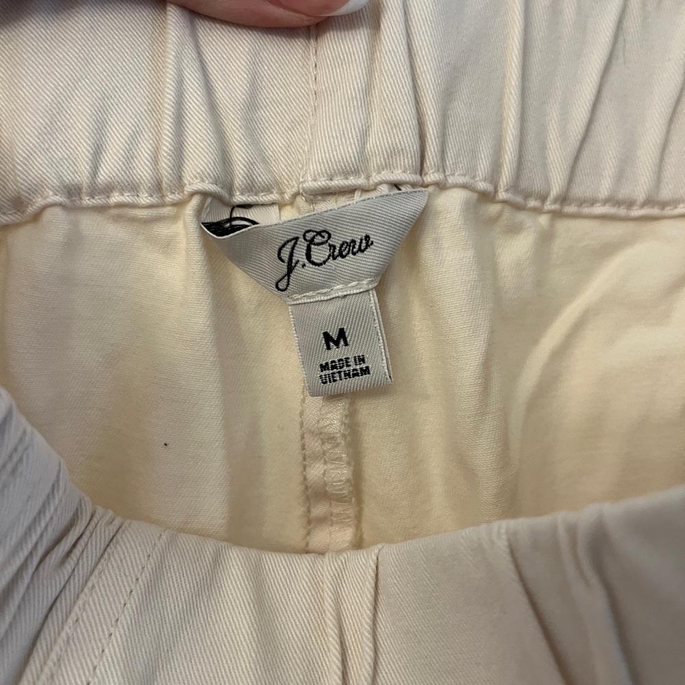 J Crew Astrid Wide Leg Cotton Cropped Chino Pant in Cream Sz Medium - Picture 4 of 8